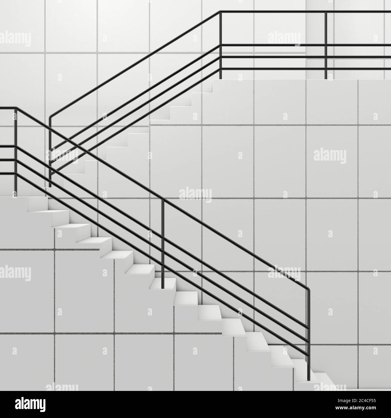 Stair Railing Render Details of Railing and Stairs of a Modern Building extreme closeup. 3d ...