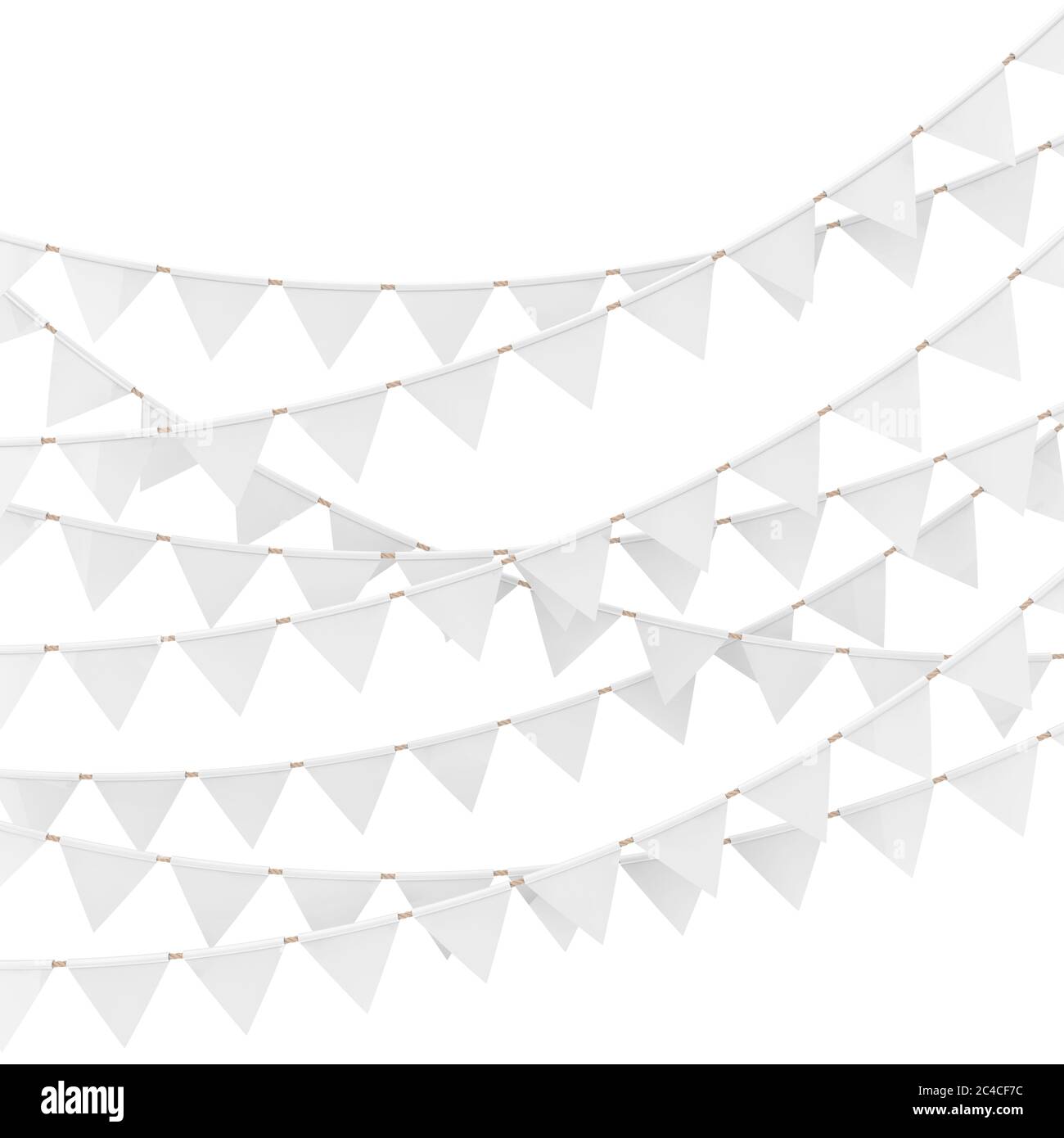 Party Background with White Bunting and Garlands Flags on a white ...