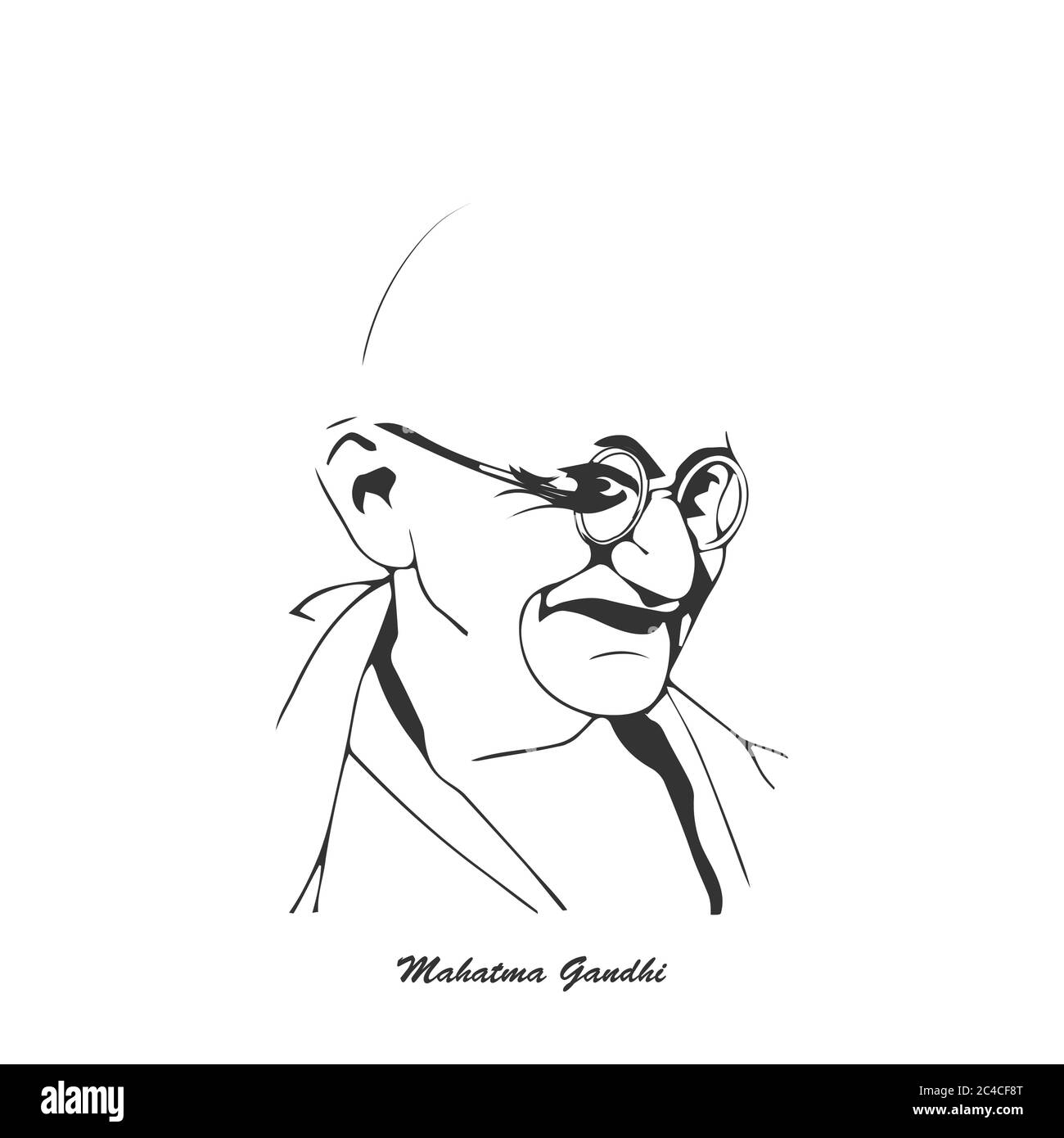 Vector illustration of Mohandas Karamchand Gandhi or mahatma gandhi, a great Indian freedom fighter who promoted non voilence. Stock Vector