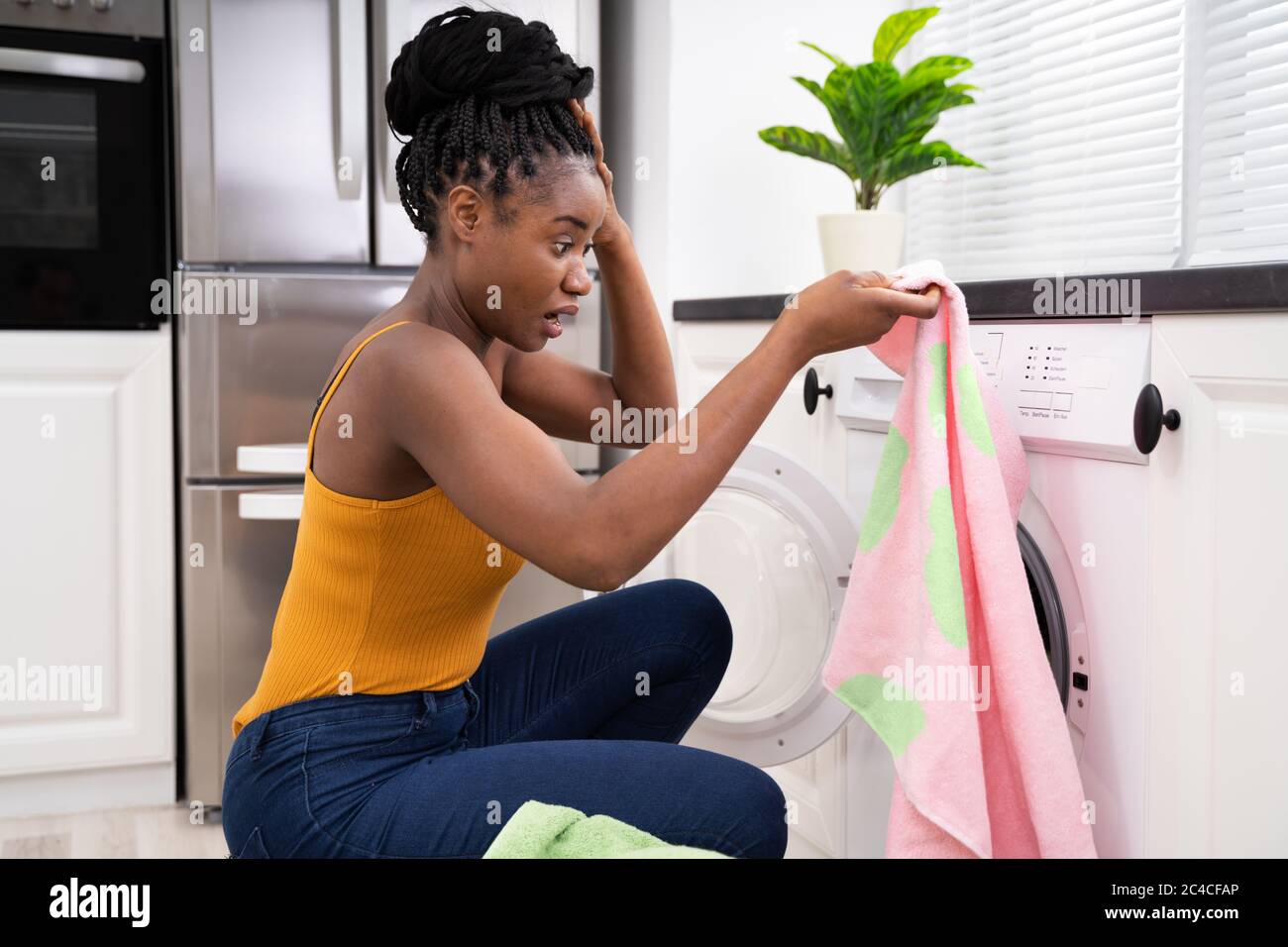 Woman Washing Clothes. Bleach Laundry Color Stains Stock Photo Alamy