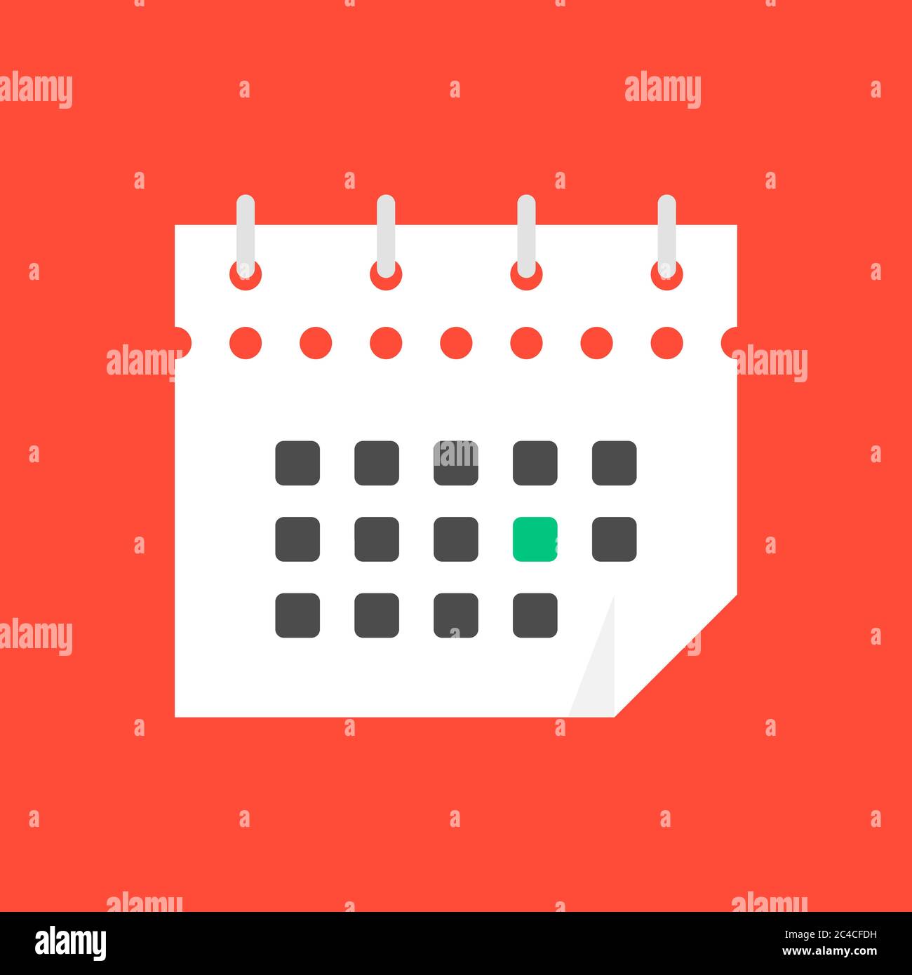 white calendar icon in flat style Stock Vector