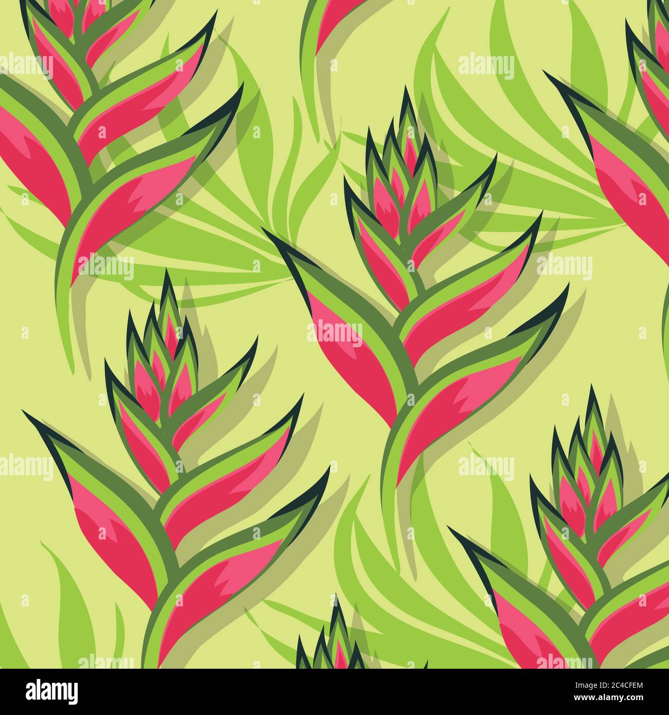 heliconias plants tropical pattern background vector illustration ...