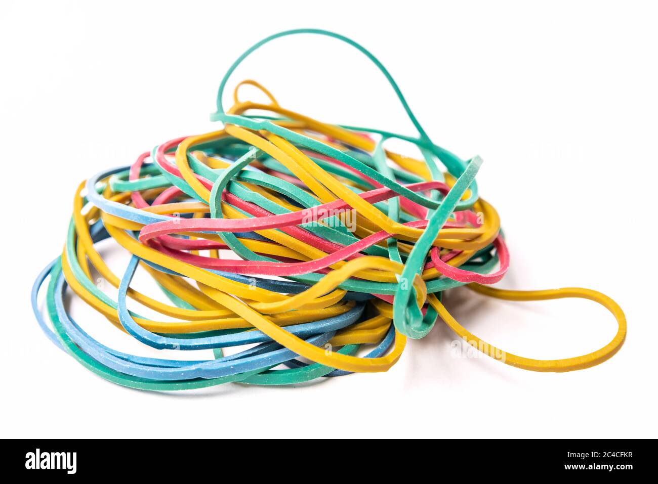 multi colored rubber band on white background Stock Photo