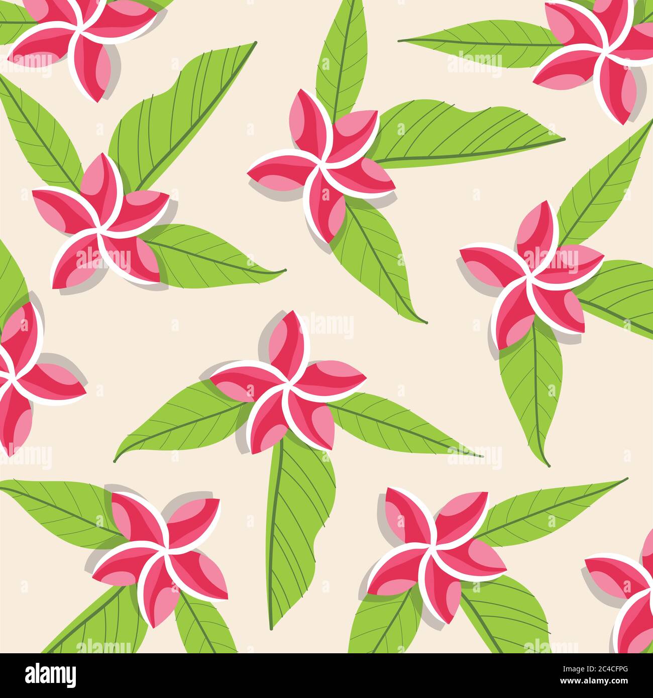 pink flowers plants tropical pattern background vector illustration ...