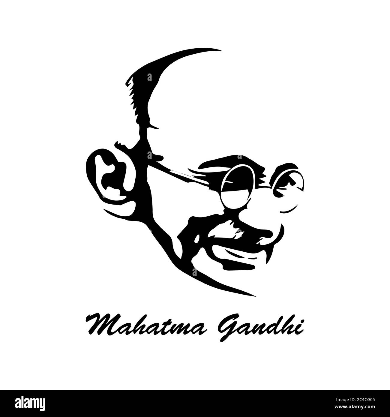 Vector illustration of Mohandas Karamchand Gandhi or mahatma gandhi, a great Indian freedom fighter who promoted non voilence. Stock Vector