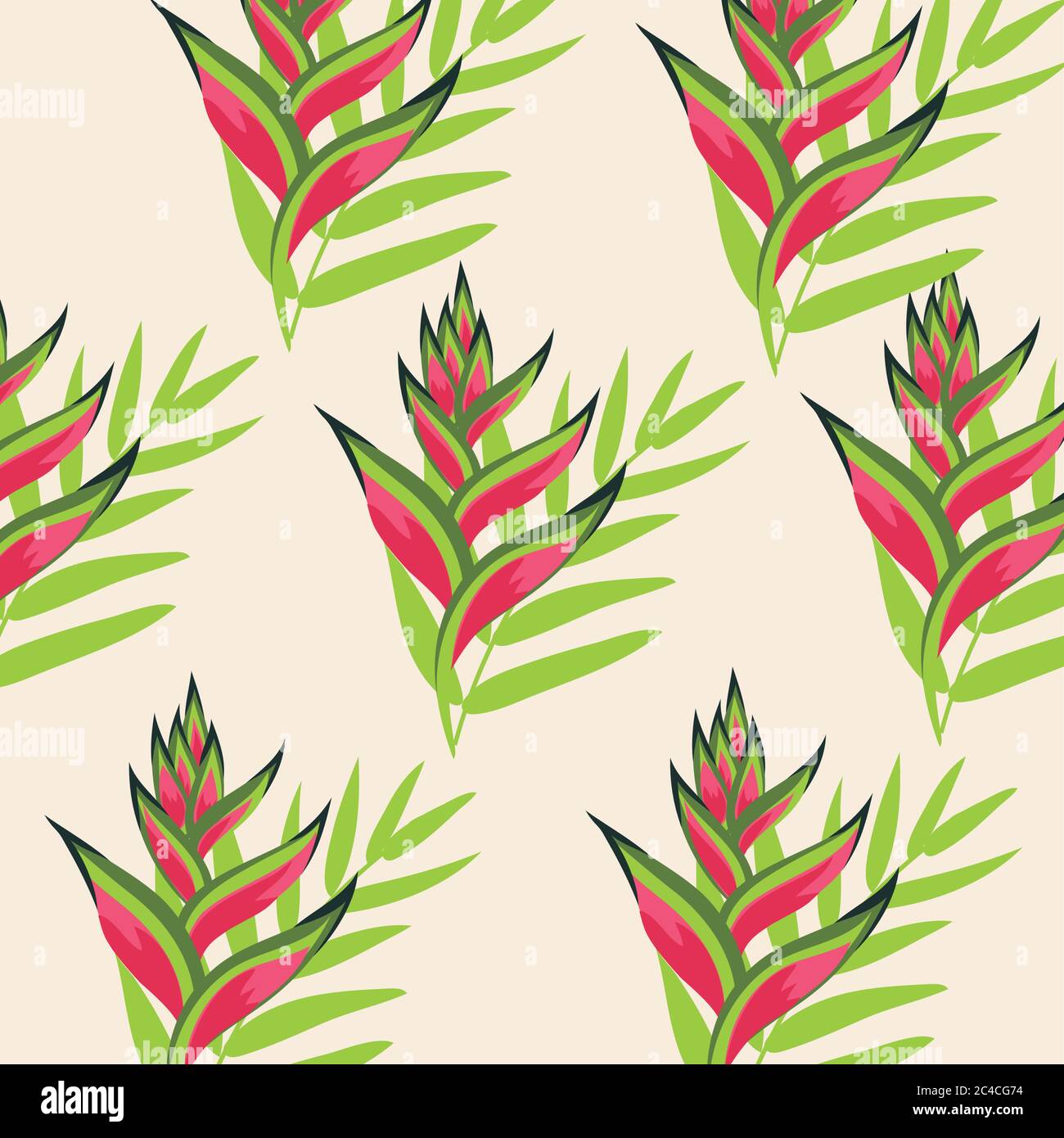 heliconias plants tropical pattern background vector illustration ...