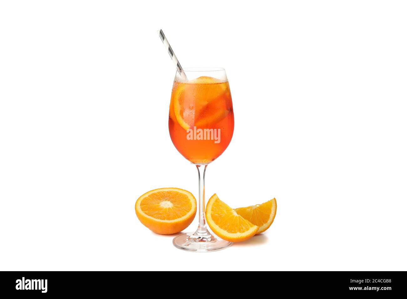 Aperol spritz cocktail isolated on white background. Summer drink Stock Photo