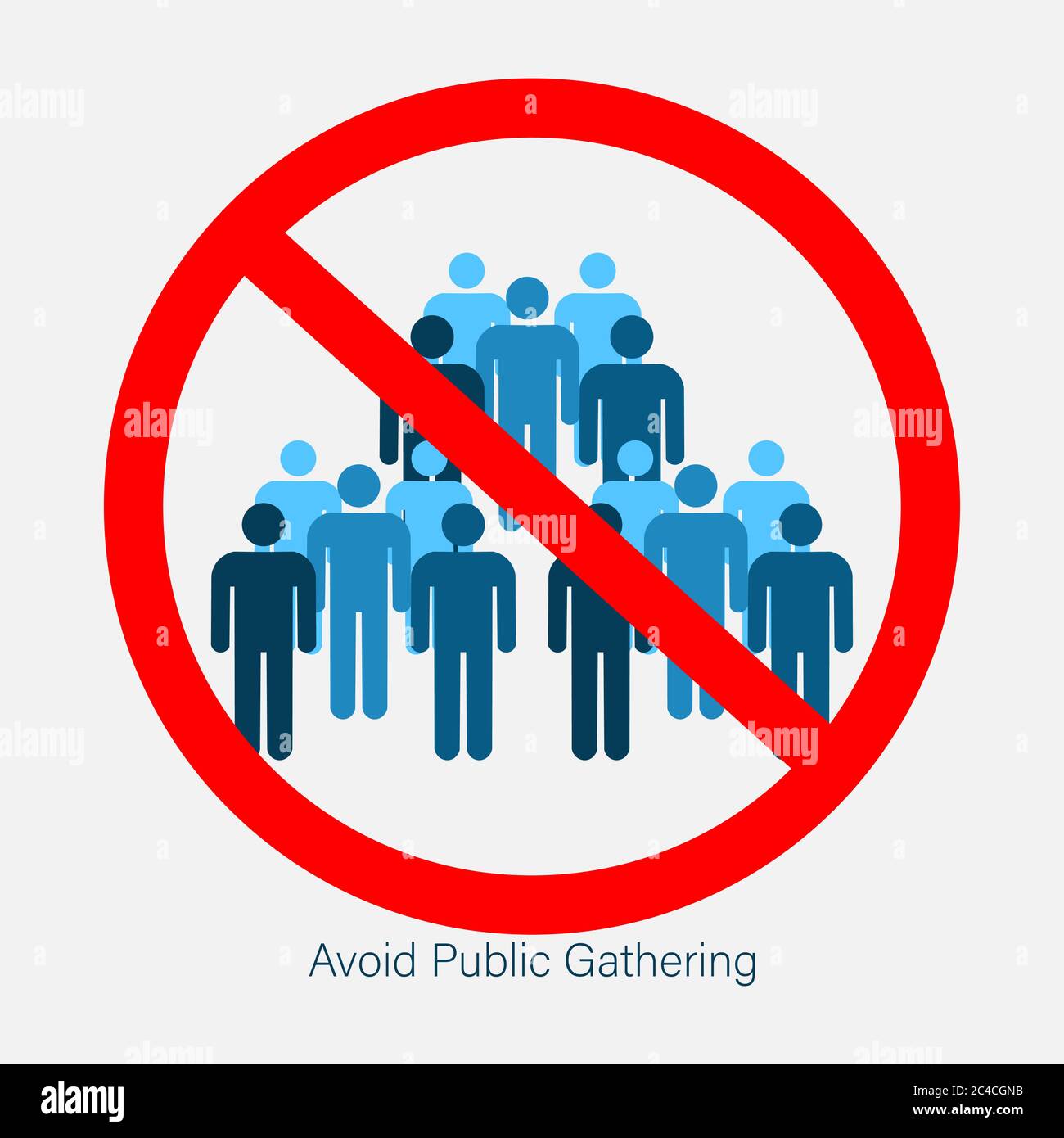 Ban on gathering. Prohibition of assembly for two, three, four, five, six or more people. Social Distancing Keep Your Distance 6 Feet Icon. Isolated v Stock Vector