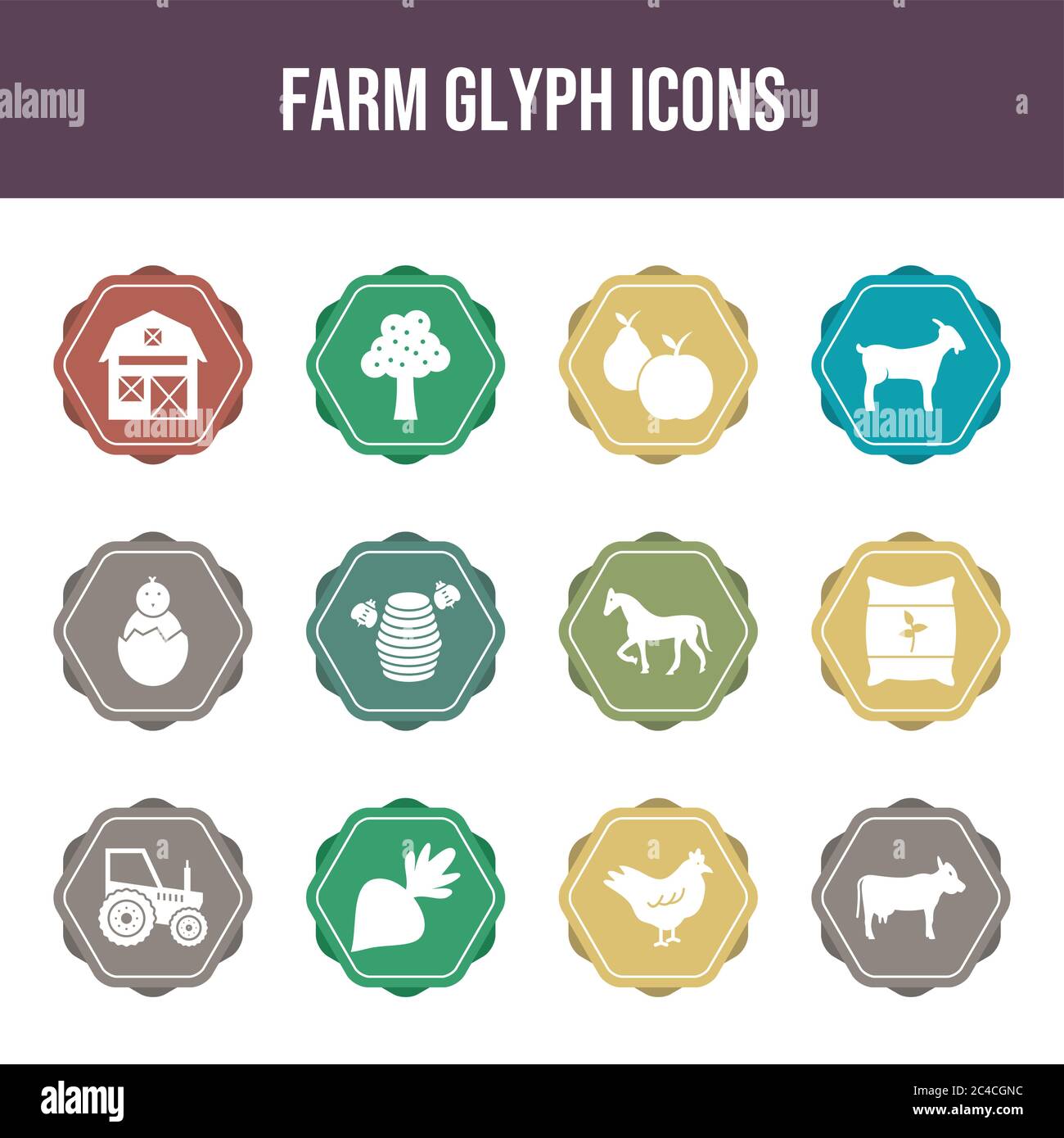 Beautiful Farm vector icon set Stock Vector Image & Art - Alamy