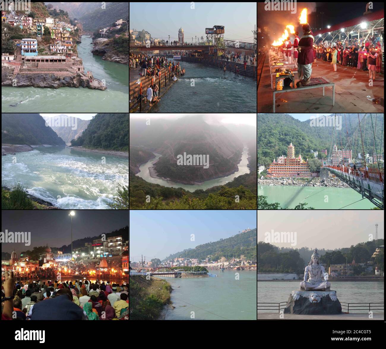 River Ganges from Devprayag to Rishikesh-Hardwar Stock Photo