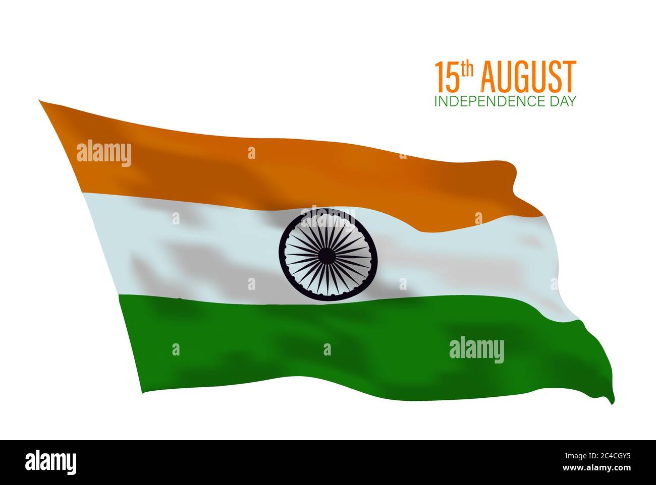 Independence day of India 15th august showing waving fabric style flag with balloons vector illustration design Stock Vector