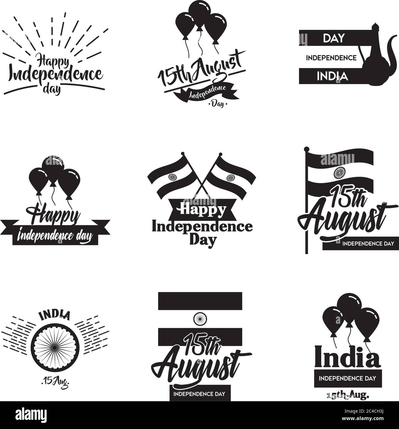 india independence day celebration with set icons vector illustration ...