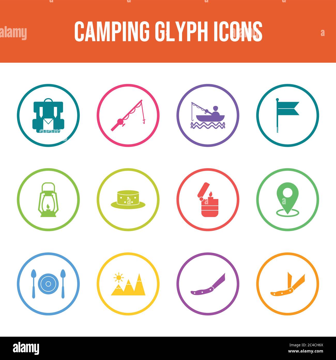 Beautiful Camping vector icon set Stock Vector Image & Art - Alamy
