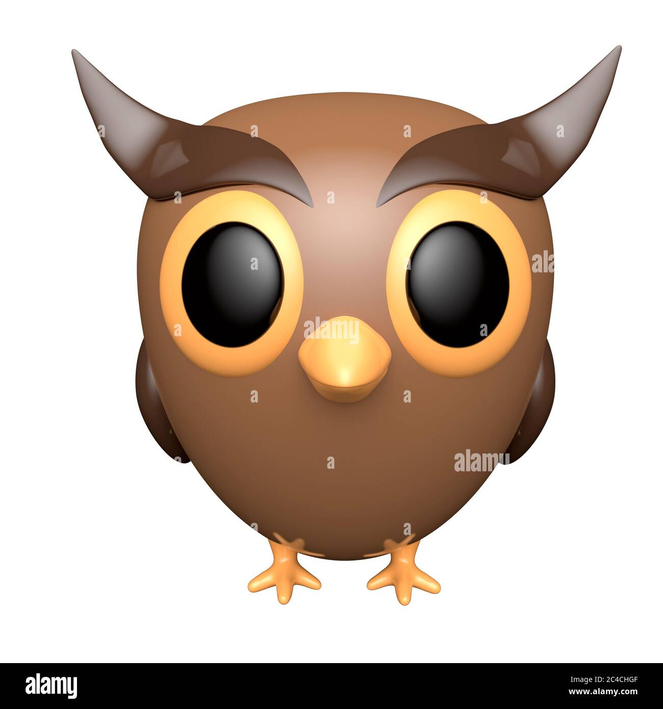 Owl isolated on white background. Cute cartoon character. 3d rendering Stock Photo