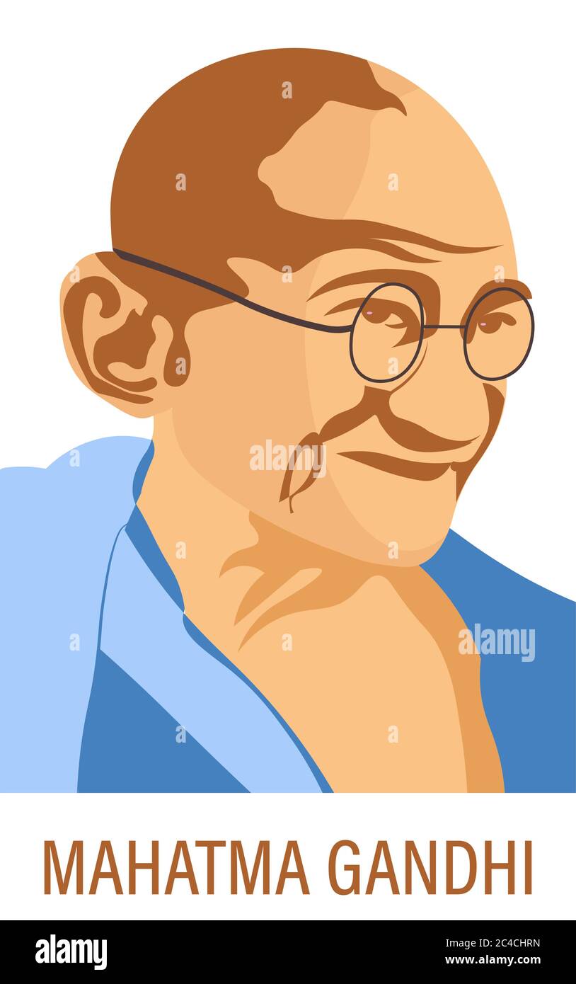 Vector illustration of Mohandas Karamchand Gandhi or mahatma gandhi who born on october 2 a birth anniversary, a great Indian freedom fighter who prom Stock Vector