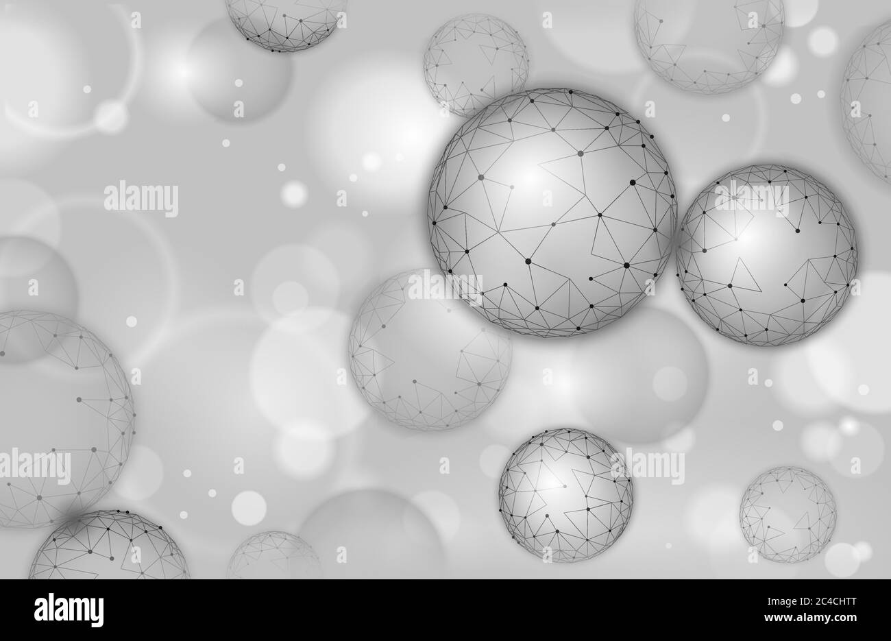 3D nanotechnology fullerene texture cyberspace. Nano fiber chemical modern material design. Atom molecule macro structure layer superconductor Stock Vector