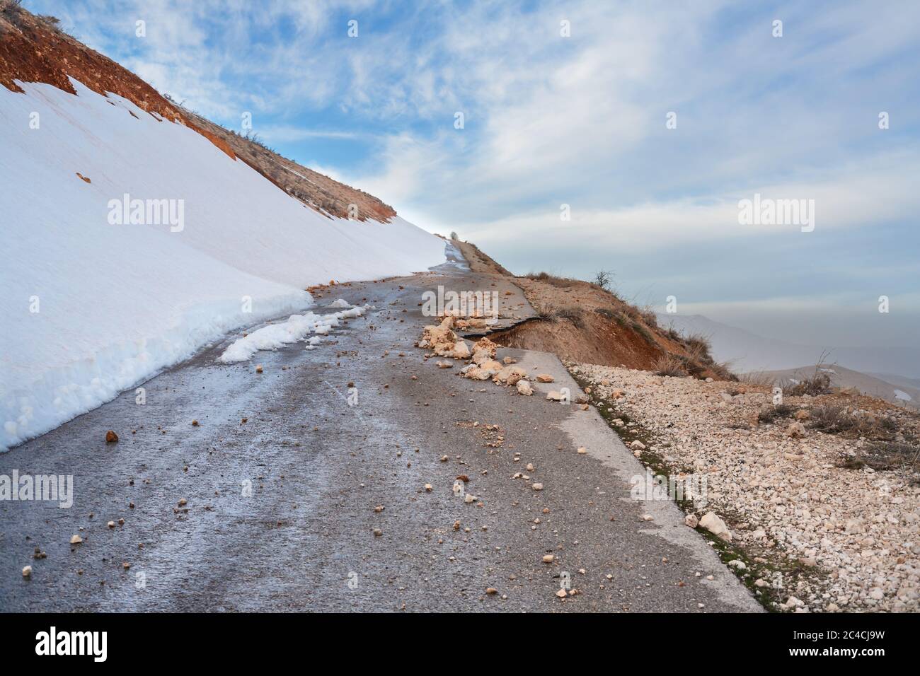 Mountain road, Bekaa valley, Lebanon Stock Photo