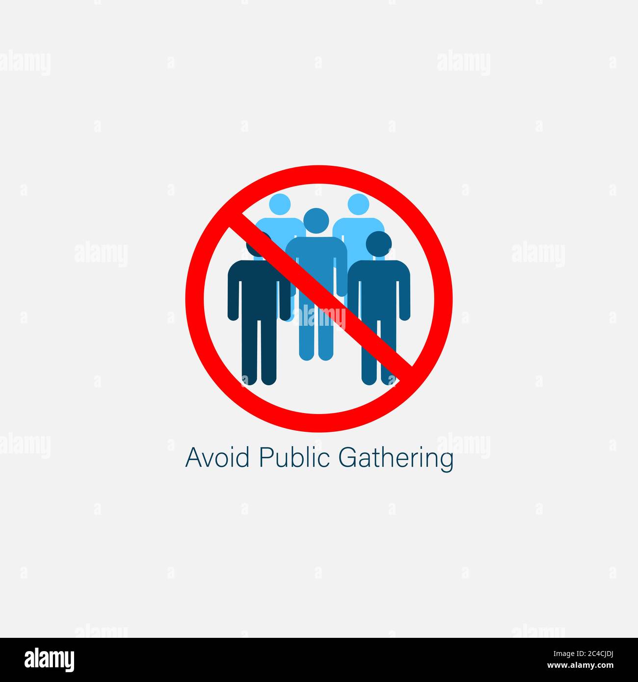 Ban on gathering. Prohibition of assembly for two, three, four, five, six or more people. Social Distancing Keep Your Distance 6 Feet Icon. Isolated v Stock Vector