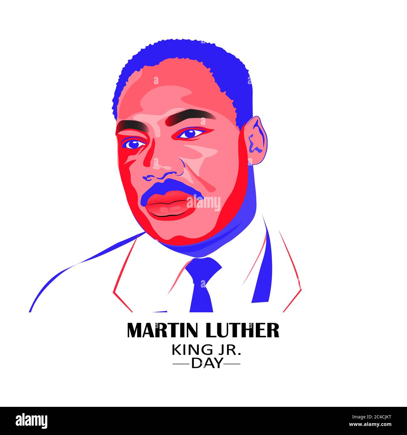 MLK Martin Luther King Jr. Day greeting card background.  I have a dream inspirational quote. Martin Luther Jr. King Portrait. Martin Luther King Jr. Stock Vector