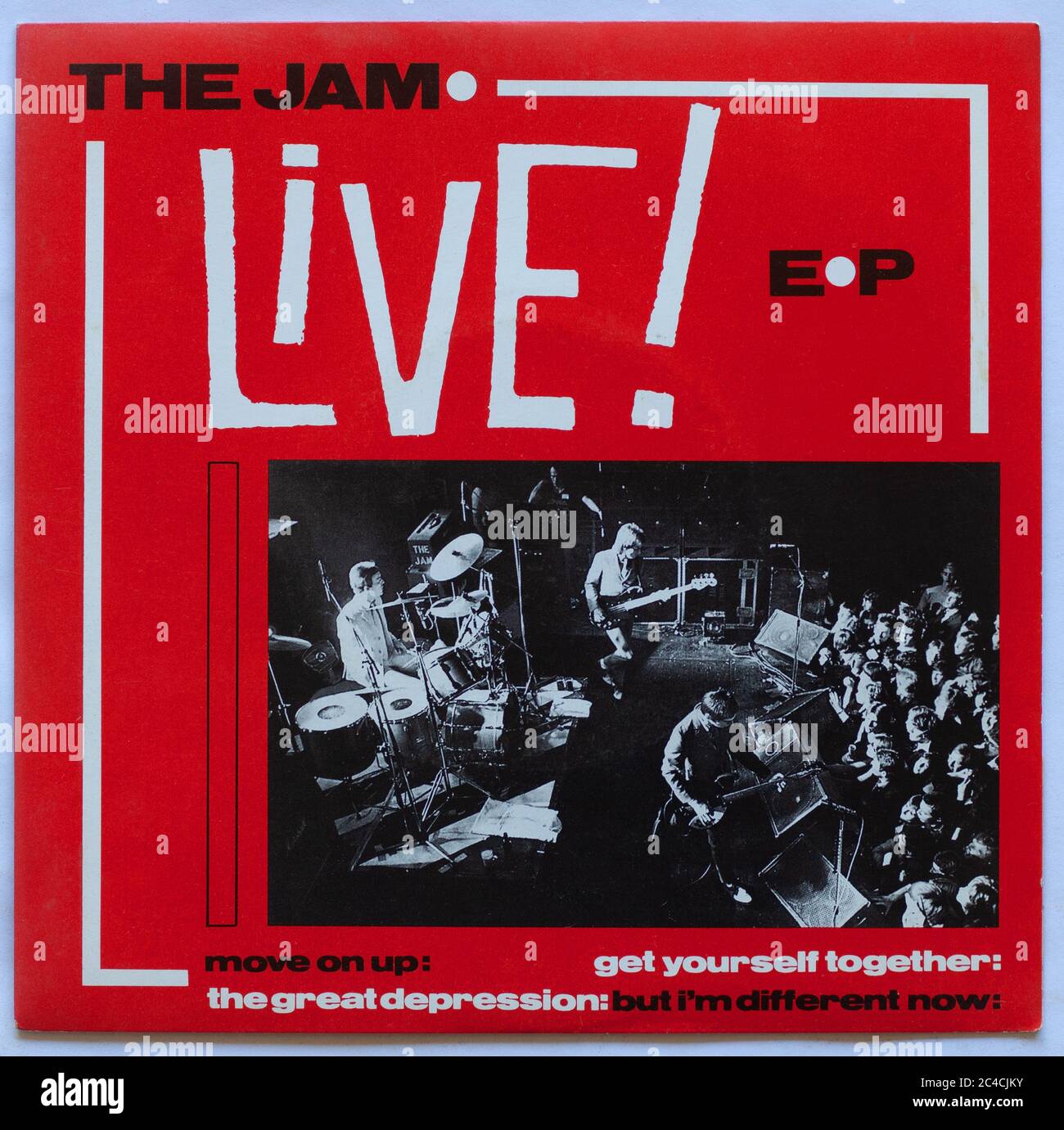 The cover of Move on Up, 1983 Live EP by The Jam on Polydor - Editorial use only Stock Photo