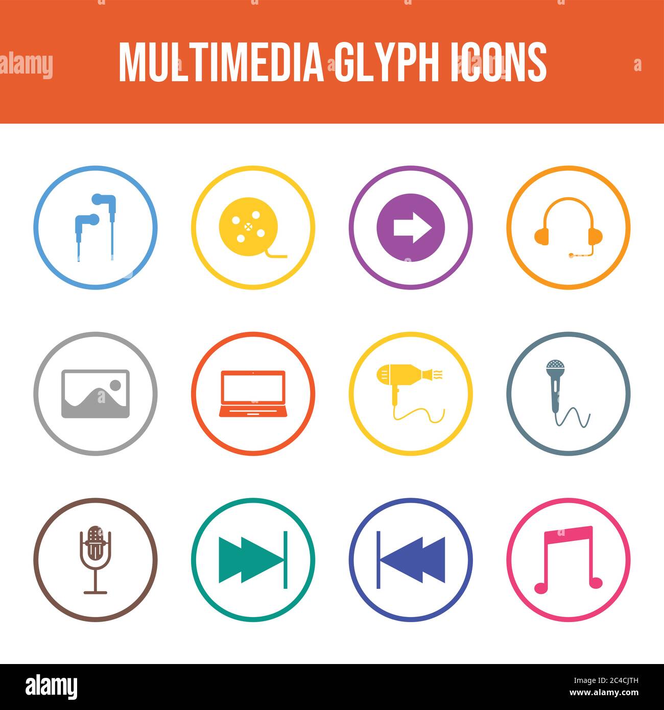 Beautiful Multimedia vector icon set Stock Vector