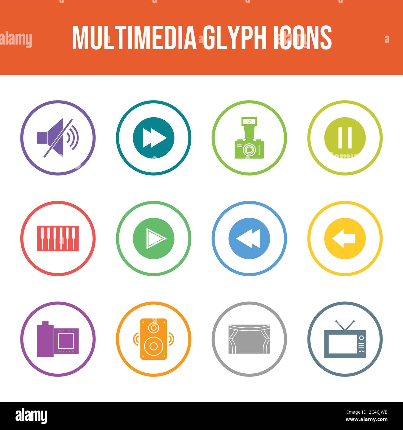 Beautiful Multimedia vector icon set Stock Vector