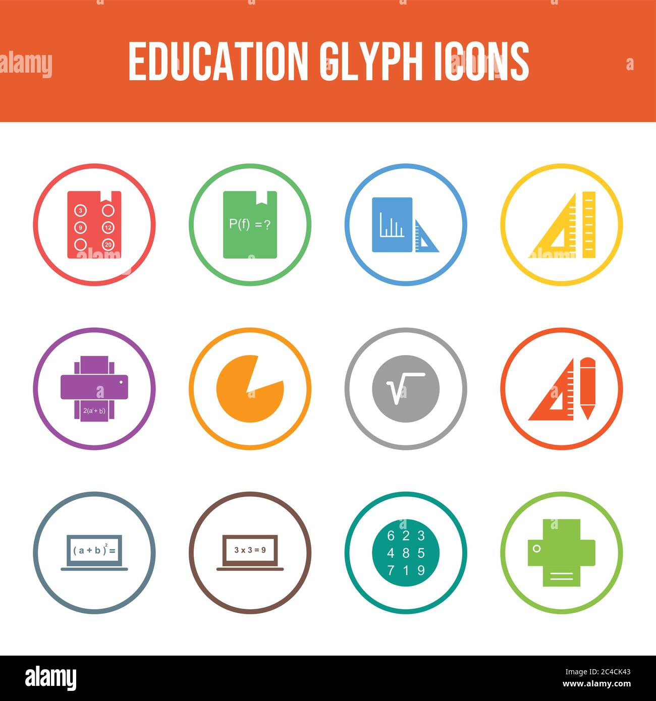Beautiful Education Vector Icons Set Stock Vector Image & Art - Alamy