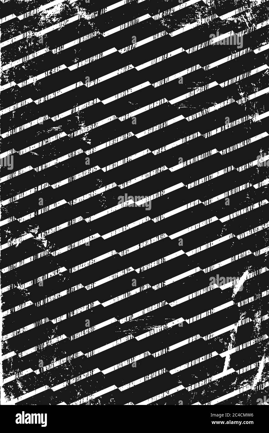Grunge pattern with geometric stripes. Vertical black and white backdrop. Stock Vector
