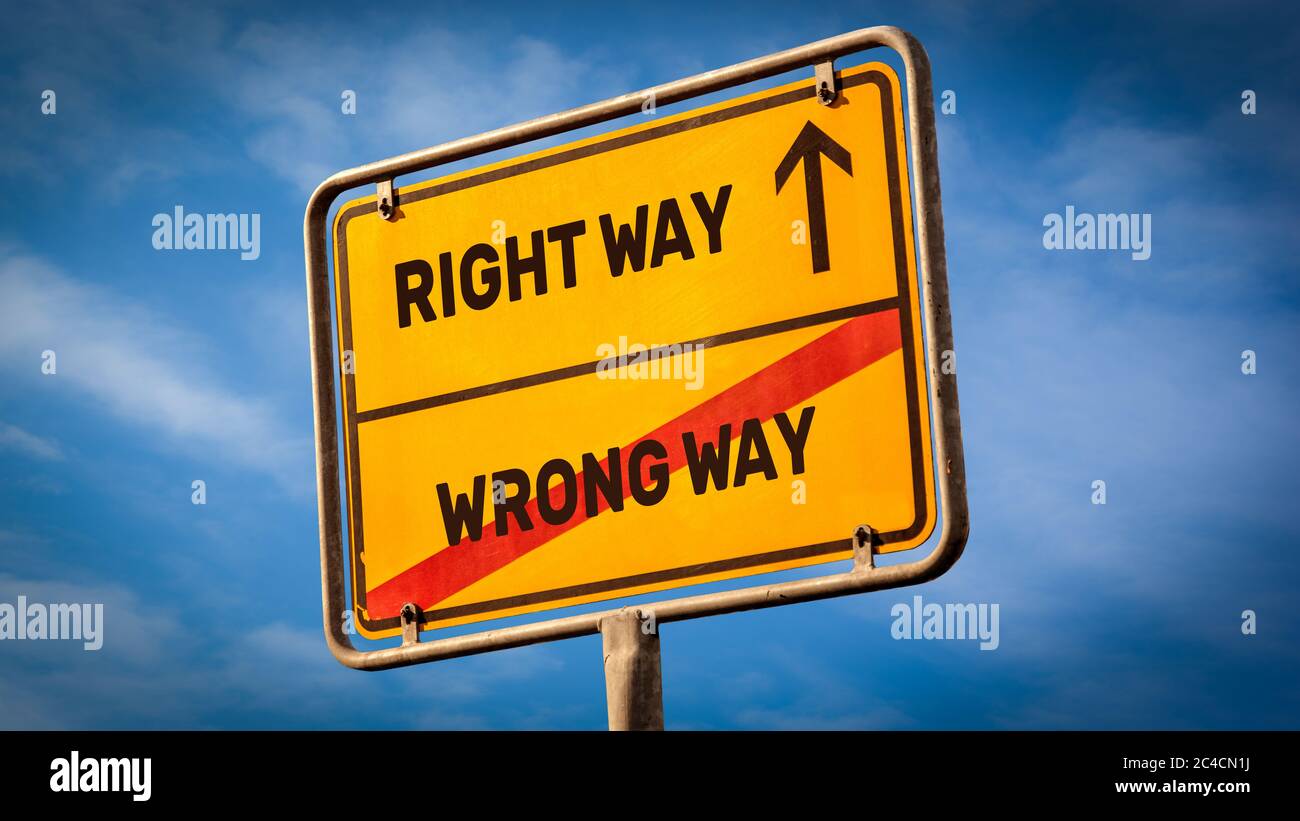 Street Sign RIGHT WAY versus WRONG WAY Stock Photo - Alamy