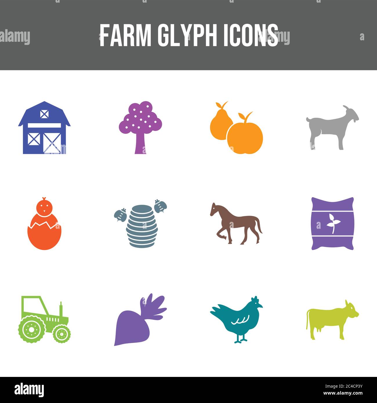 Beautiful Farm vector icon set Stock Vector Image & Art - Alamy