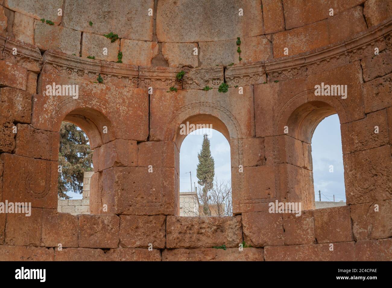 Ruins of Byzantine basilica, 5th century, Qalb Loze, Syria Stock Photo