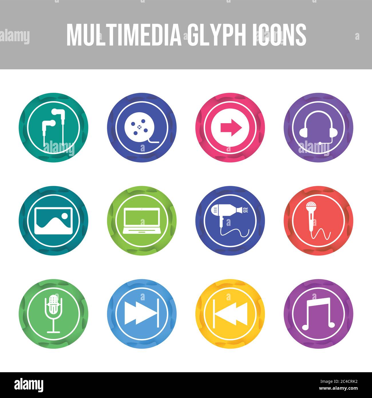 Beautiful Multimedia vector icon set Stock Vector