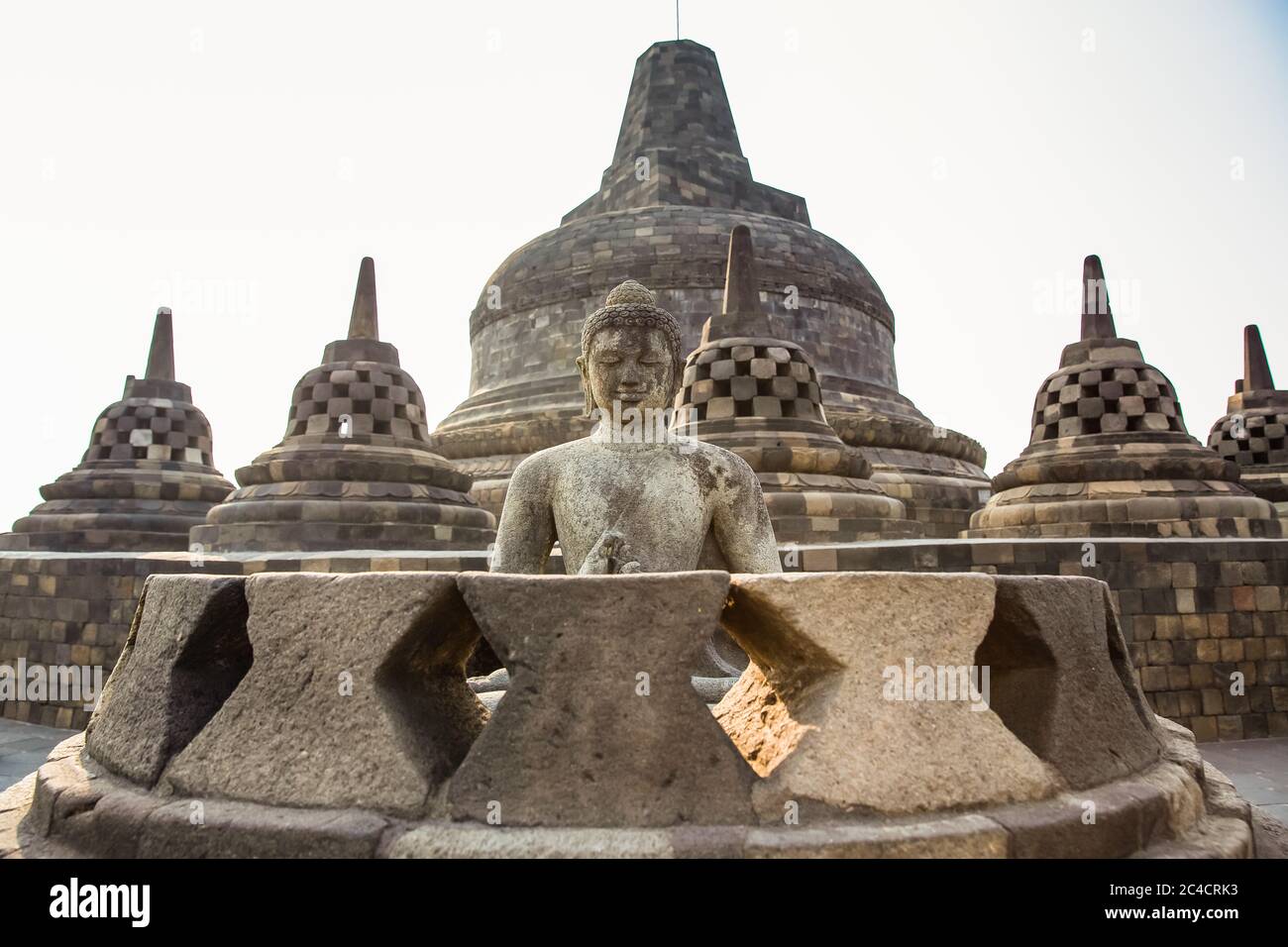 Buddha statue in the world's largest Buddhist Temple Borobudur taken at