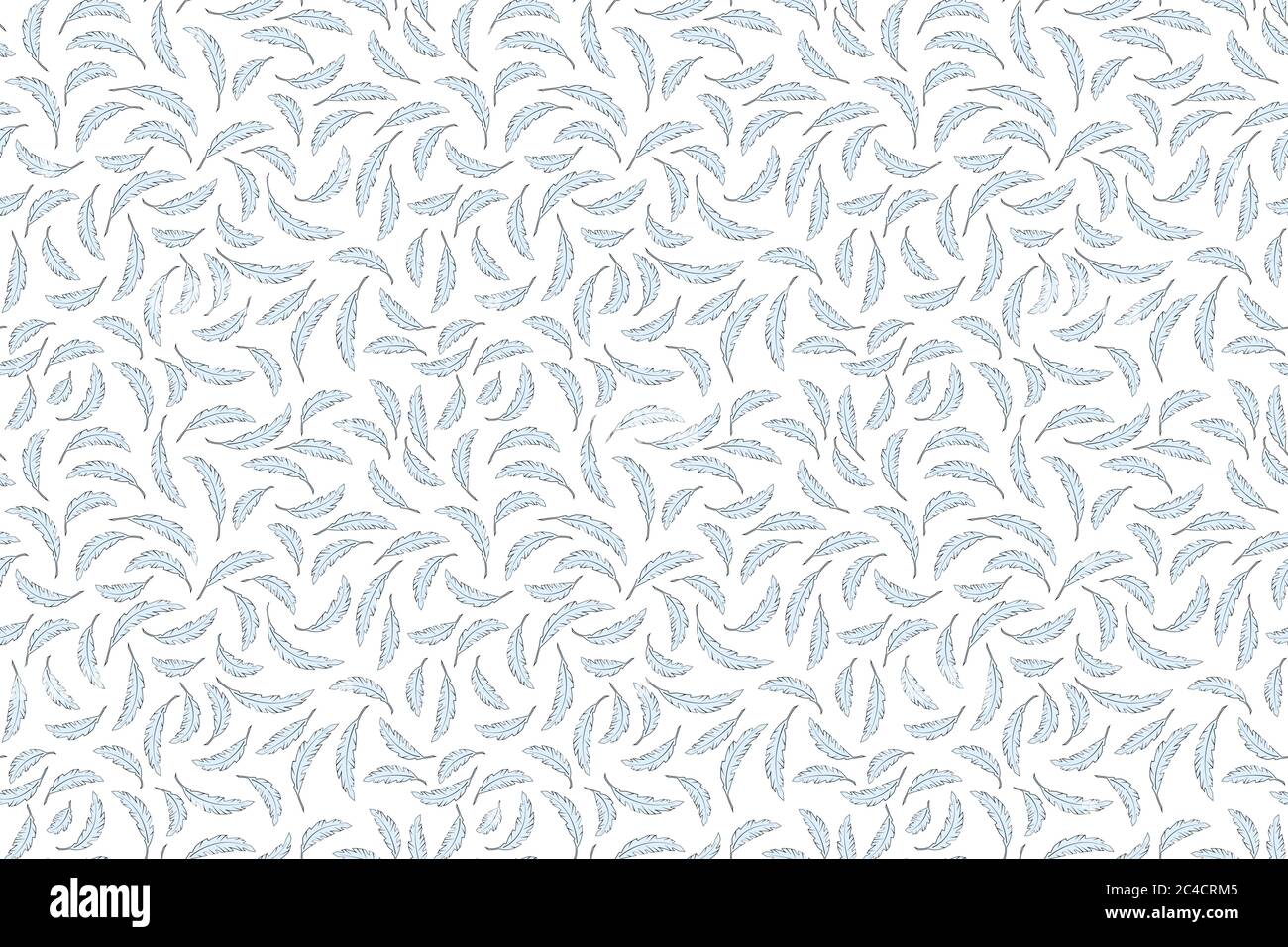 Blue feathers pattern. Seamless vector. Calm soft and light textile ...