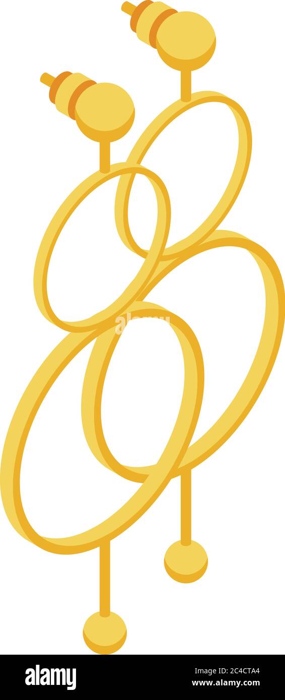 Circle gold earrings icon, isometric style Stock Vector