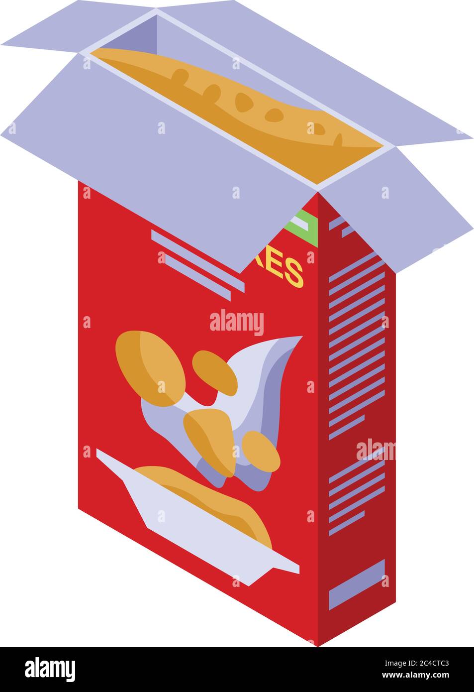 Open cereal flakes package icon, isometric style Stock Vector