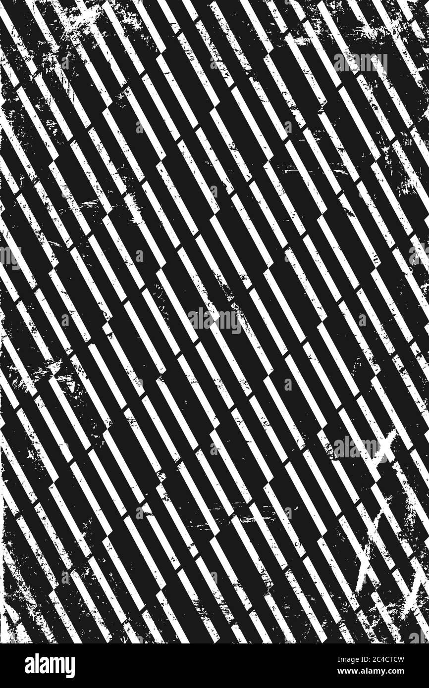 Grunge pattern with geometric stripes. Vertical black and white backdrop. Stock Vector