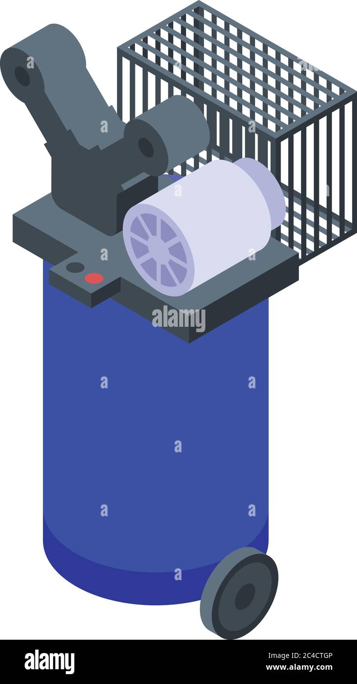 Pneumatic air compressor icon, isometric style Stock Vector