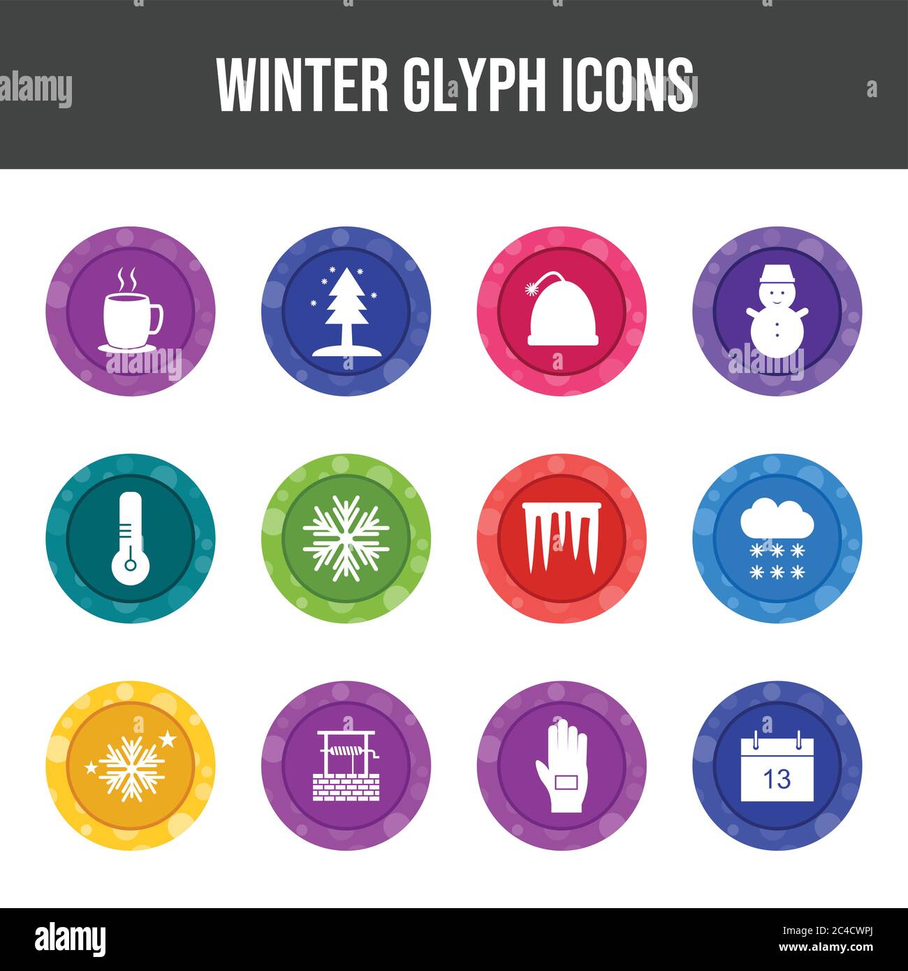 Beautiful Winter vector icon set Stock Vector