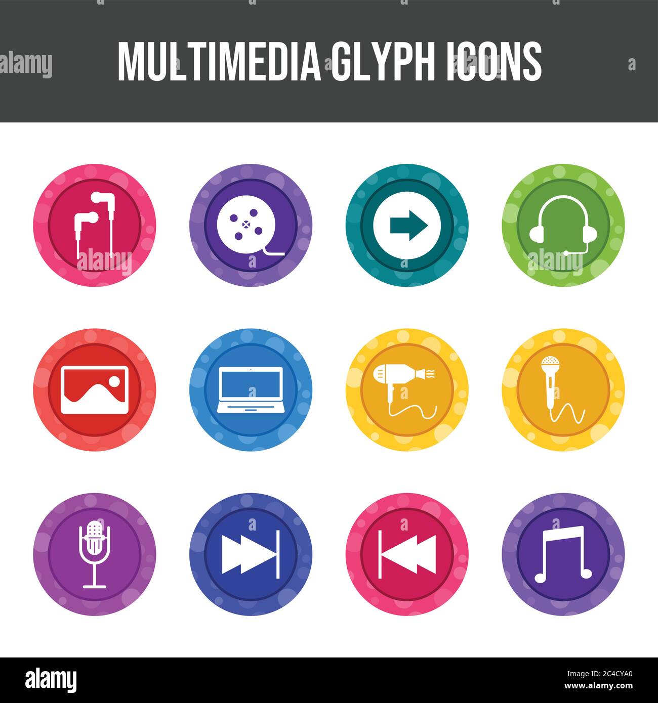 Beautiful Multimedia vector icon set Stock Vector