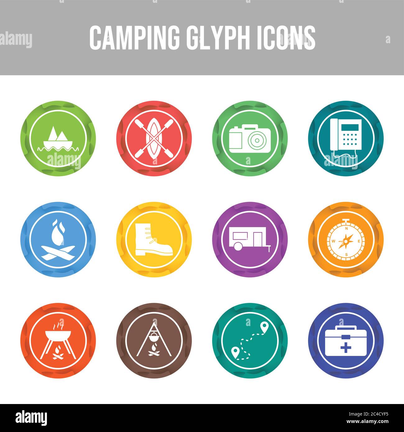Beautiful Camping vector icon set Stock Vector Image & Art - Alamy