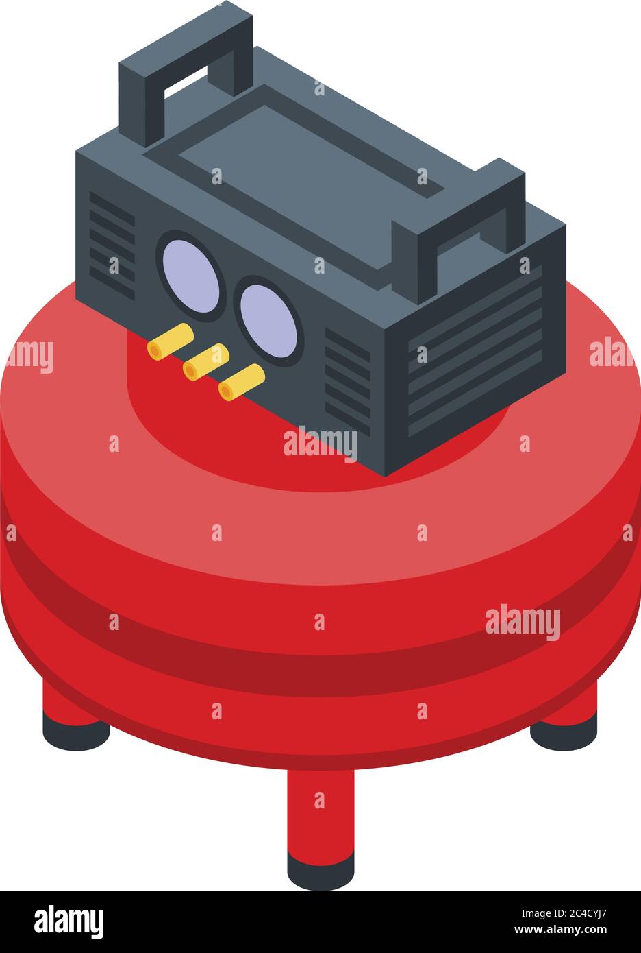 Round air compressor icon, isometric style Stock Vector