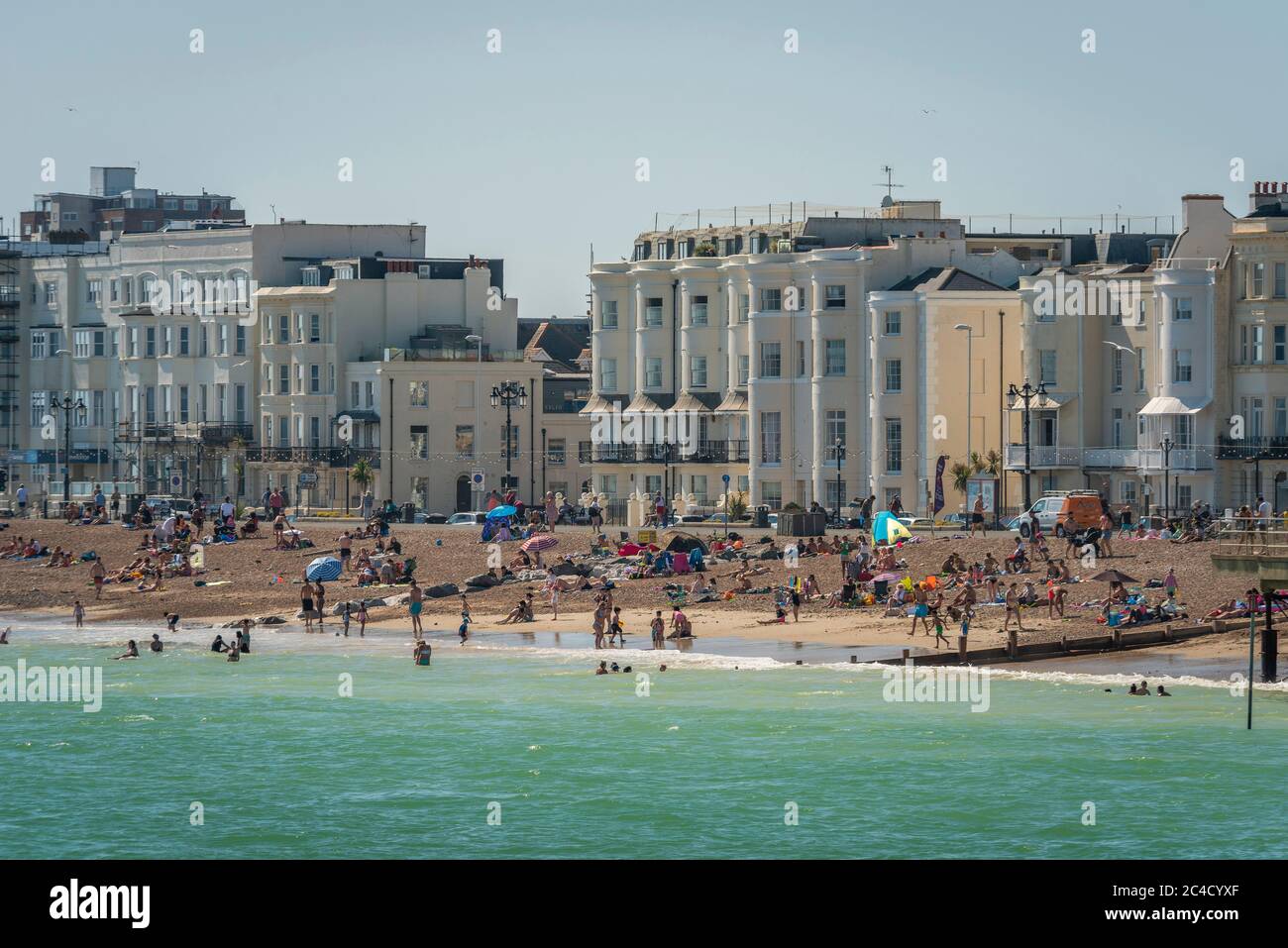 pics Images Of Worthing West Sussex https www alamy com busy beach crowds at worthing west sussex uk image364161687 html