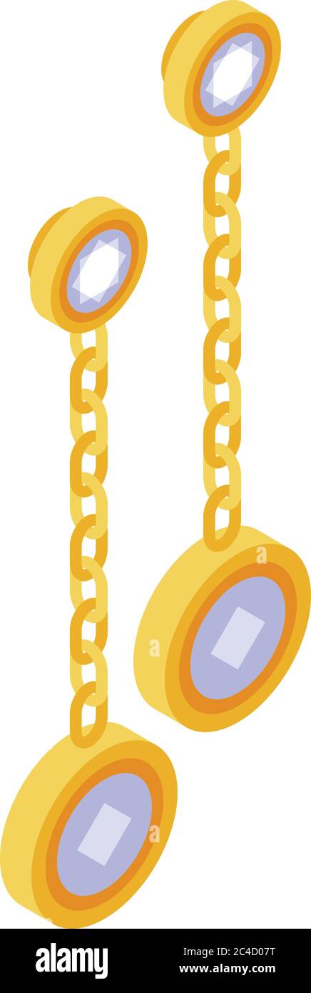 Gem earrings icon, isometric style Stock Vector