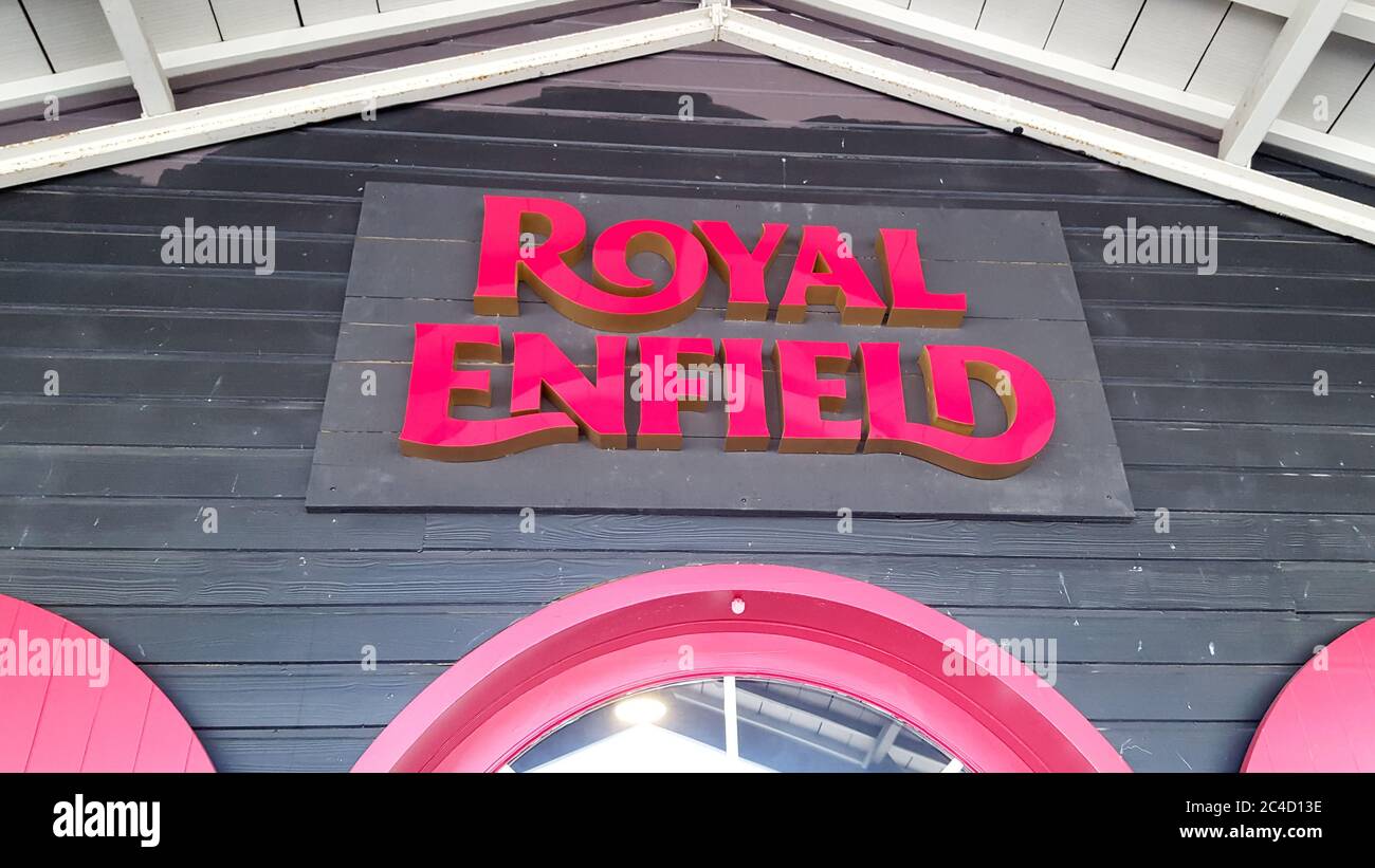 Bordeaux , Aquitaine / France - 06 20 2020 : Royal Enfield logo sign on indian motorcycle dealership shop of motorbike Stock Photo