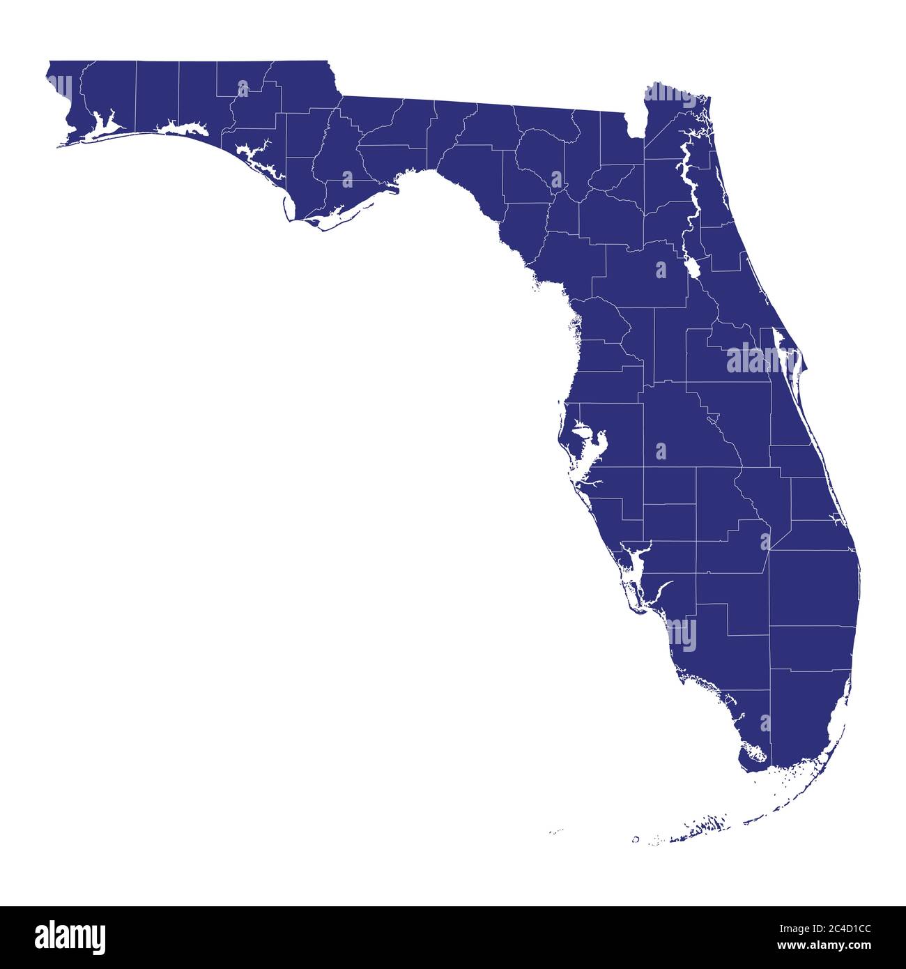 Florida counties map hi res stock - High Quality Map Of Florida Is A State Of United States Of America With Borders Of The Counties 2C4D1CC 