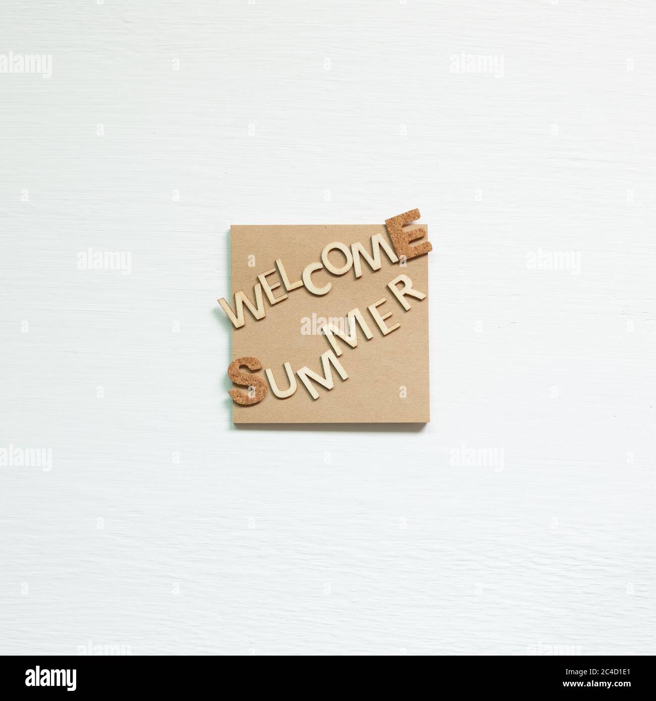 Word 'Welcome summer' on memo pad on white background. Summer vacation  concept. top view Stock Photo - Alamy, image size:1300x1390