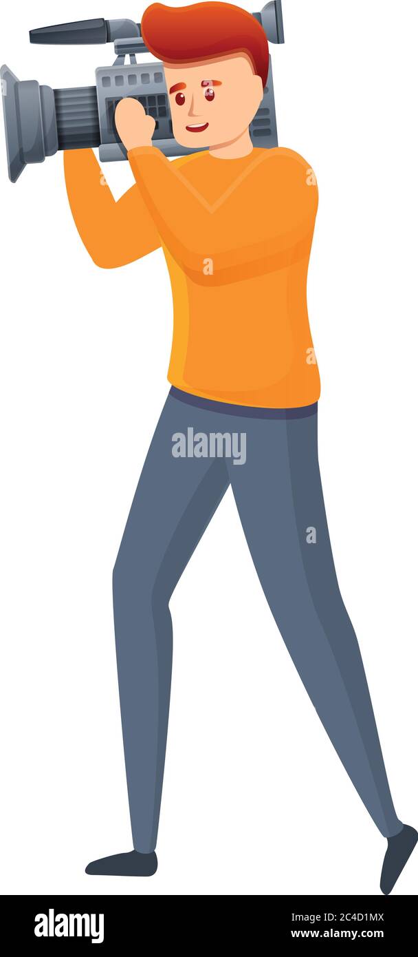Tv cameraman icon. Cartoon of tv cameraman vector icon for web design
