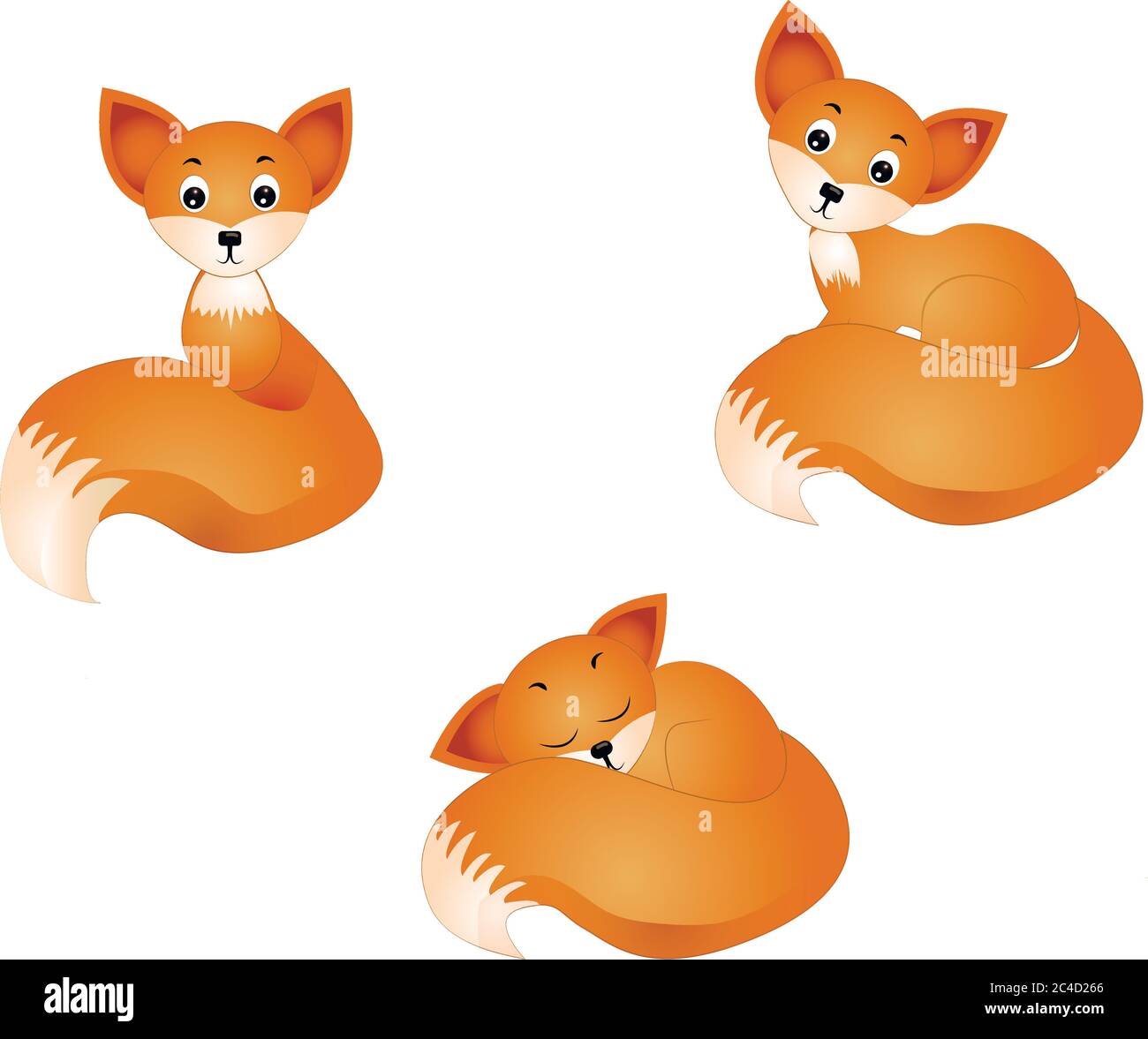 Vector illustration of Fox isolated on white background. Stock Vector