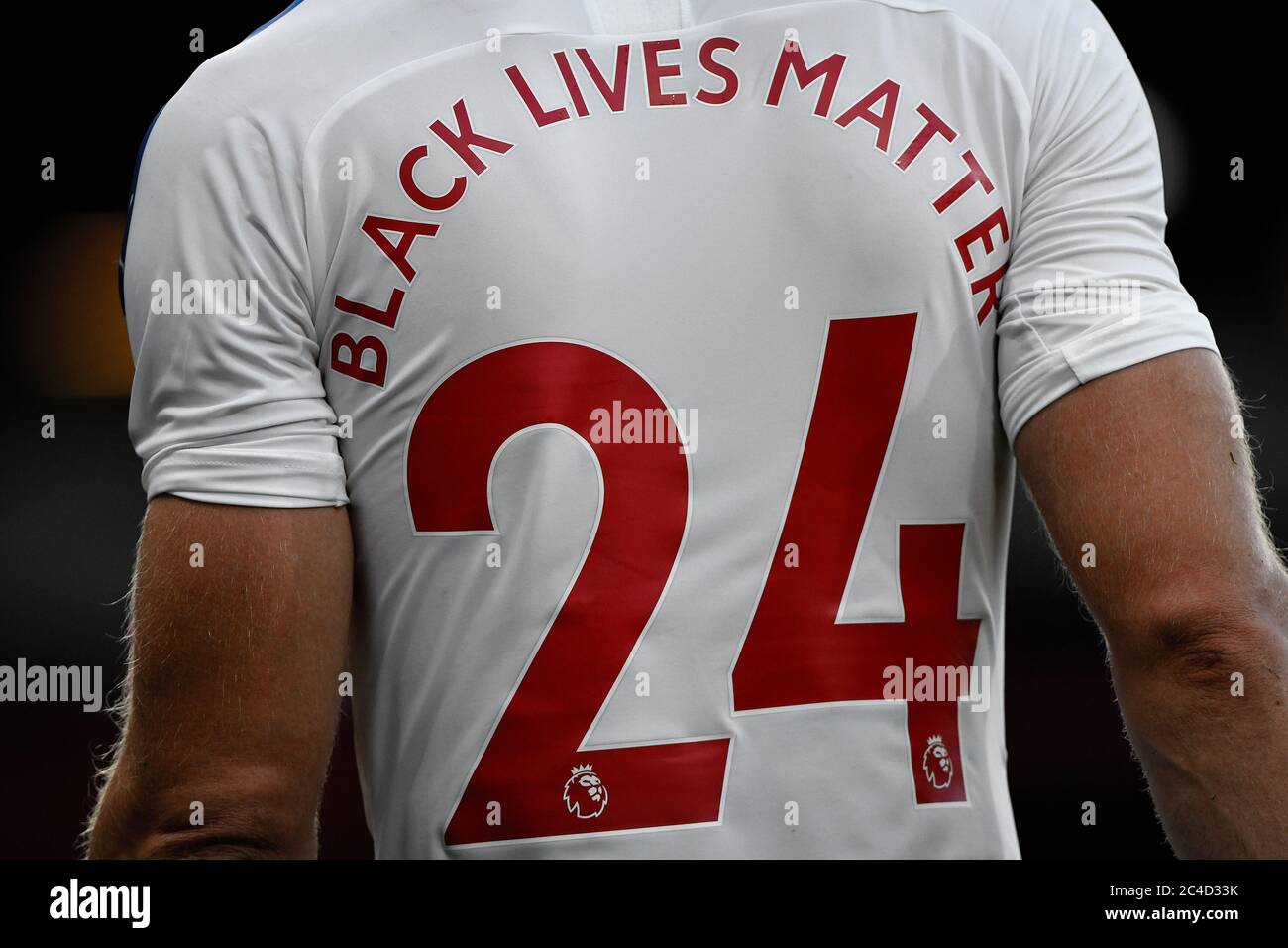 Black Lives Matter replaces players names on the back of all Premier League players shirts - AFC Bournemouth v Crystal Palace, Premier League, Vitality Stadium, Bournemouth, UK - 20th June 2020  Editorial Use Only - DataCo restrictions apply Stock Photo